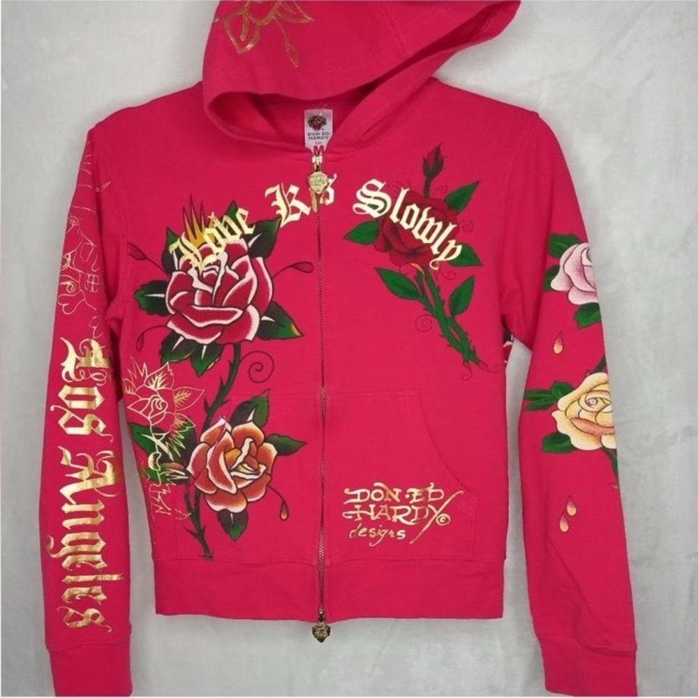 Ed HardyVINTAGE  Fuchsia Floral Women's Jacket - Picture 2 of 4
